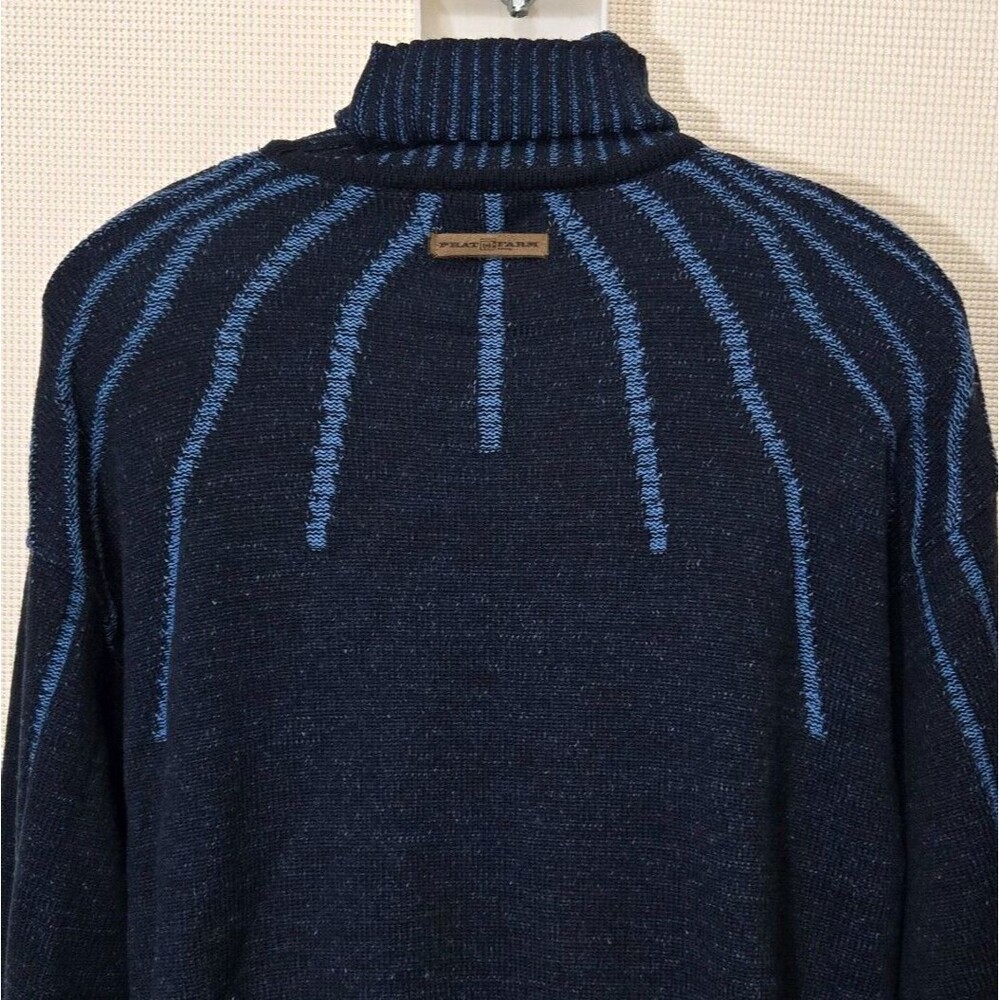 Phat Farm Sweater Mens XL Dark Blue Vintage Y2K 90s Wool Blend Turtleneck - Picture 7 of 11